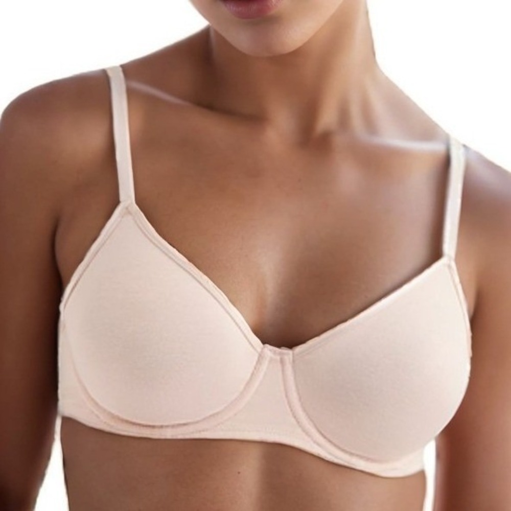 b.tempt'd Wacoal Cotton To A Tee Bra Beige 36B Underwired Loungewear Classic NWT